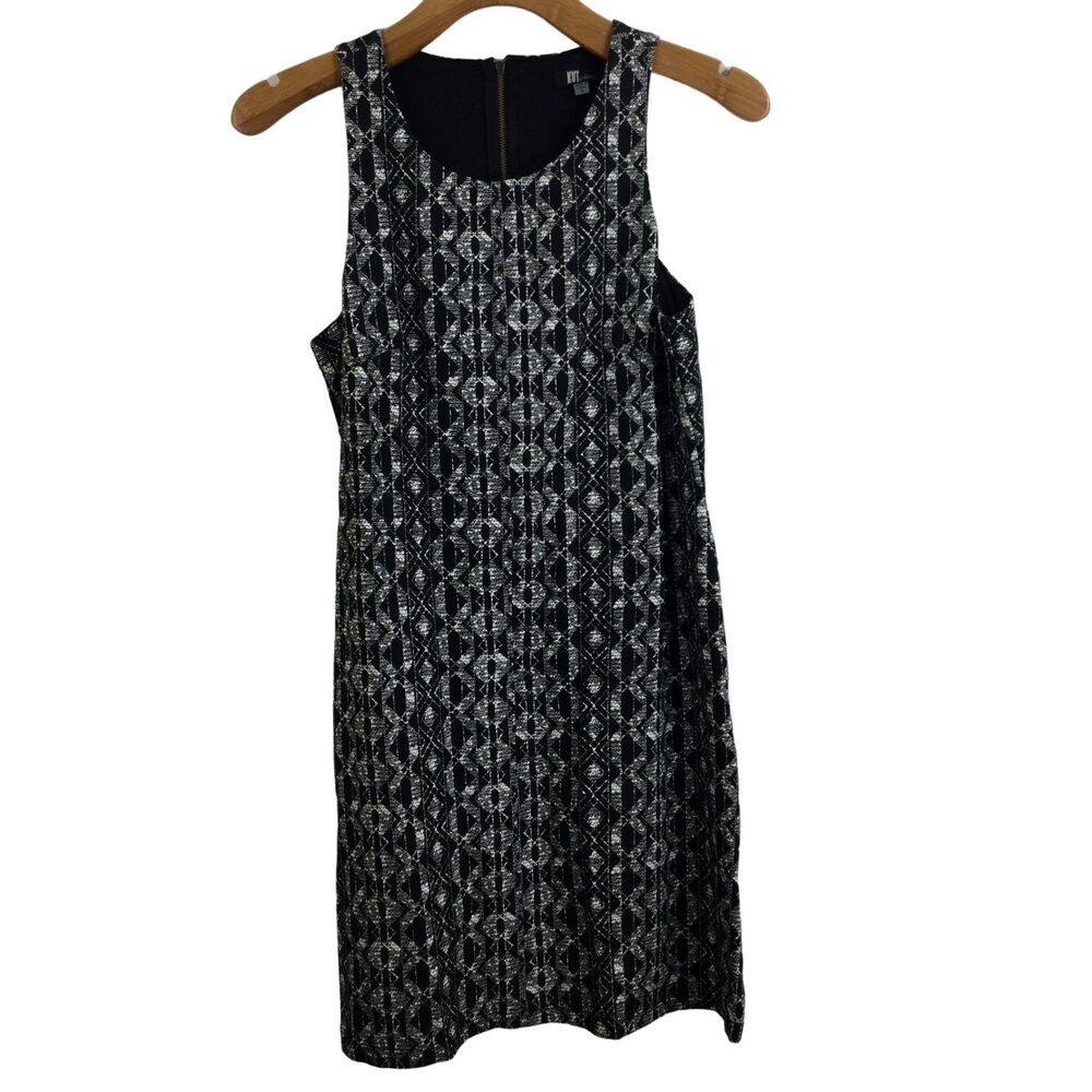 Kut from the Kloth Karleen Sleeveless A-Line Shift Dress Black White Size 4